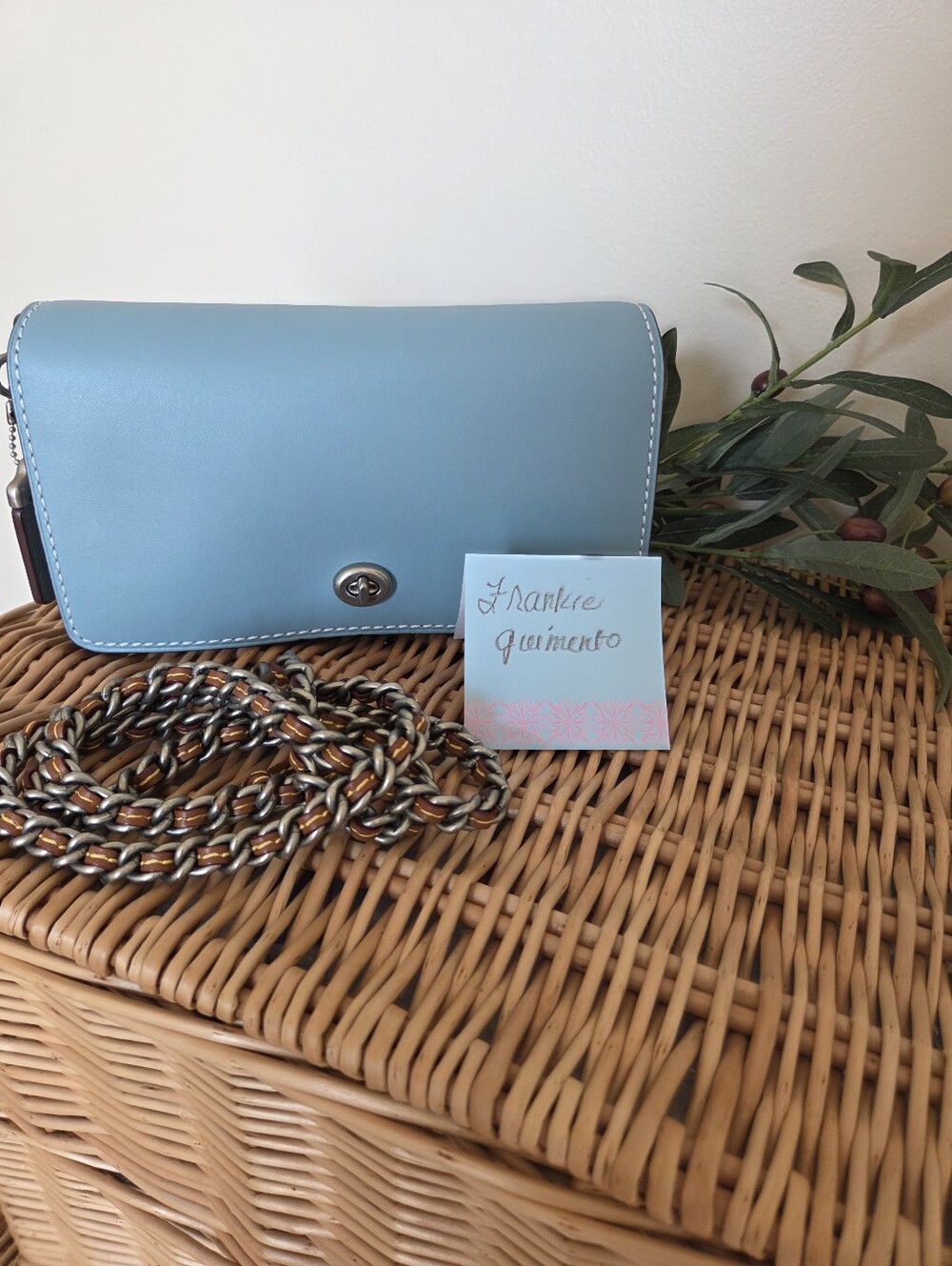 Coach 1941 Dinky Bag Aqua/Snakeskin/Silver Hardware